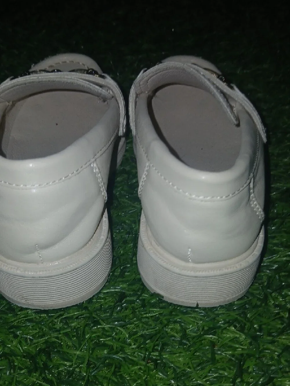 Link Kids White Loafers with Decorative Metal Bit